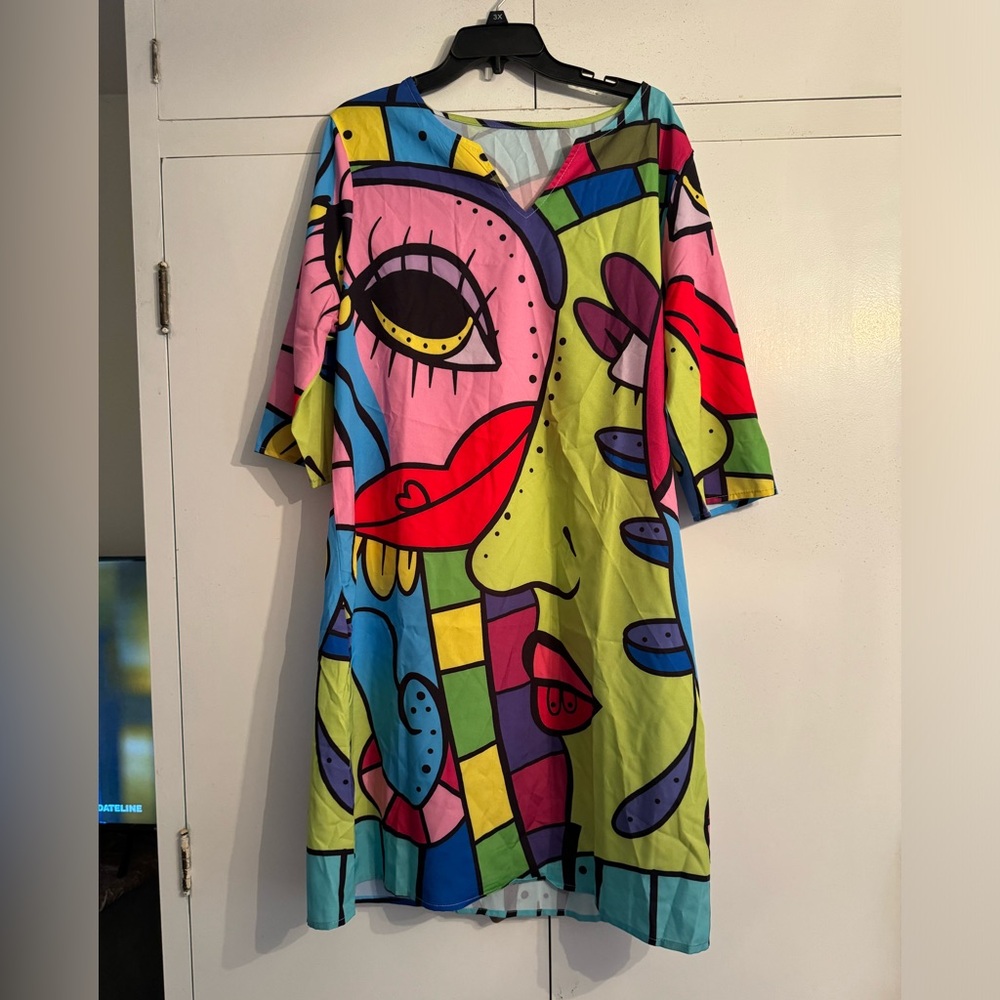 COPY - Beautiful abstract modern art look dress. Size L New!